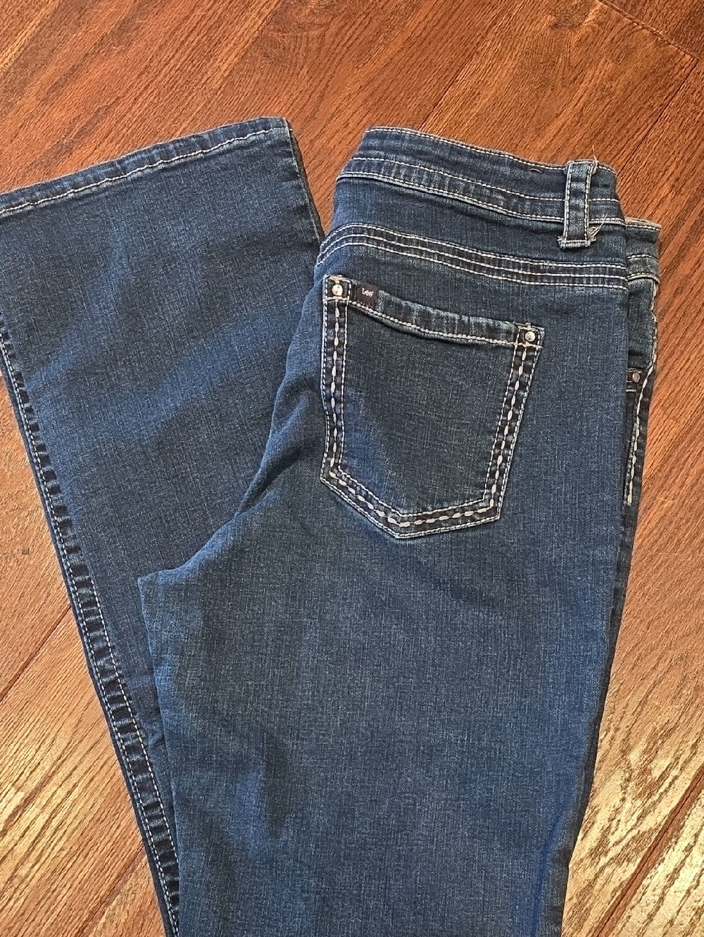 Dark Blue Stretch Denim Lee 1889 12 Long 32x33 Mid rise Fit Bootcut Jeans C